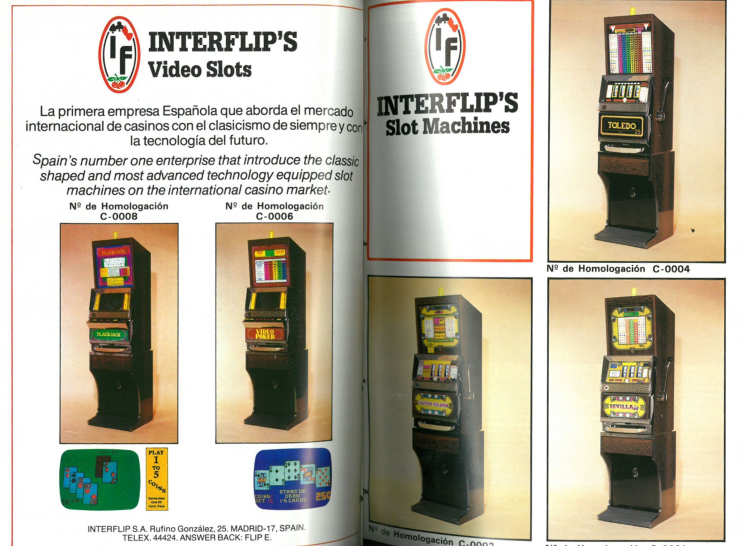 Anuncio a doble página de las primeras máquinas de casino de Interflip. Imagen: Recreativas.org.