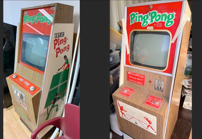 Ping-Pong de Segasa (izquierda) vs. Ping-Pong de Alca (derecha). Foto Ping-Pong Segasa: Oscar Sánchez (Mallorca-Arcade), composición realizada por Eduardo Cruz.