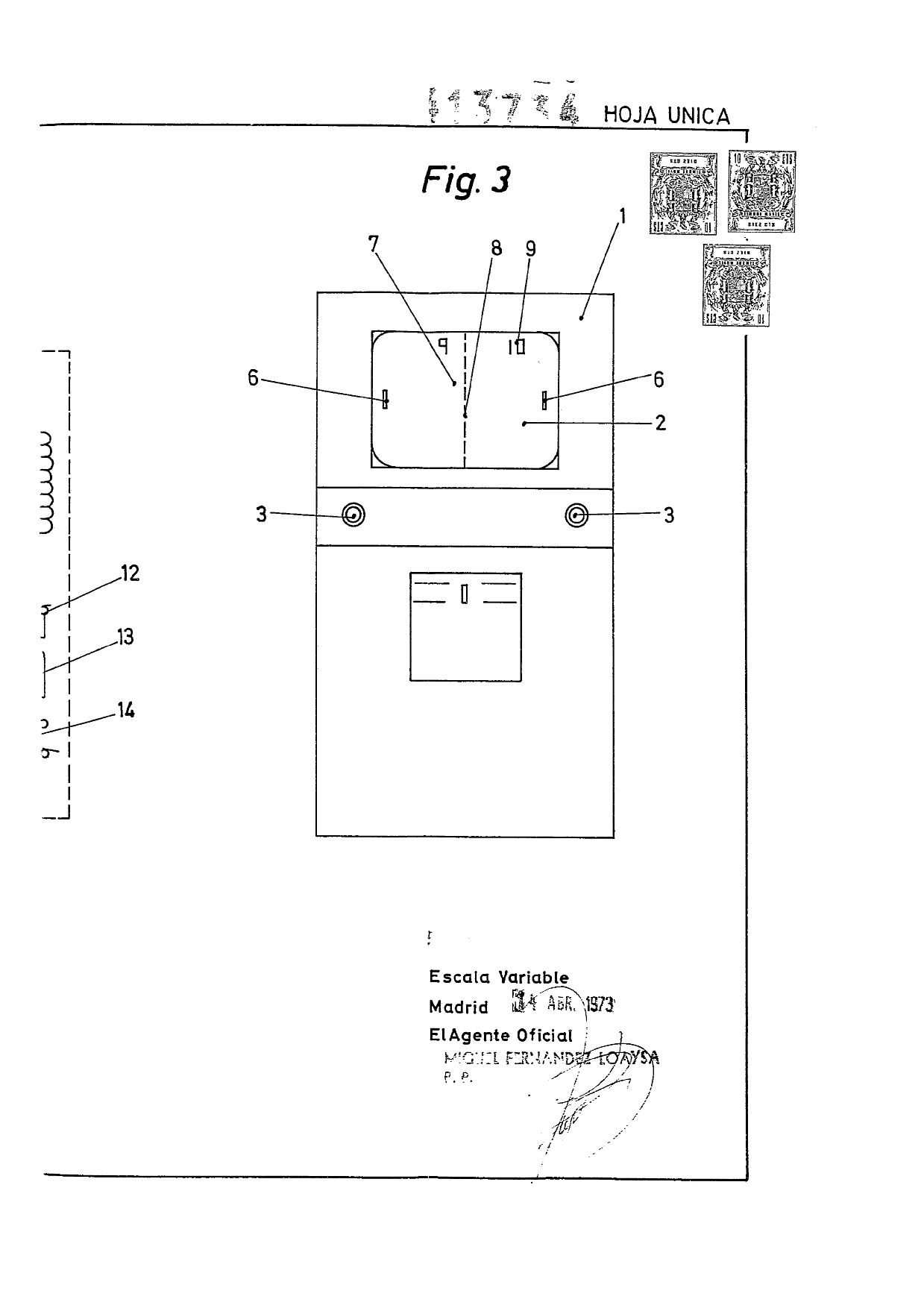 En la patente todavía figuraba el mueble similar al original de Williams Electronics. Imagen facilitada por Martín F. Martorell.