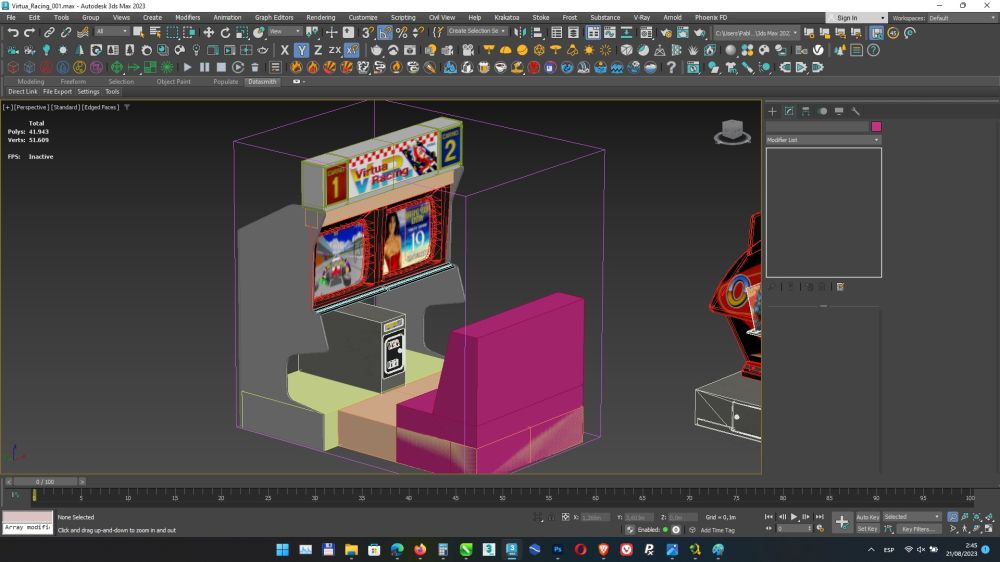 Proceso de modelado del arcade Virtua Racing. Imagen: Pablo Rops/AWM.