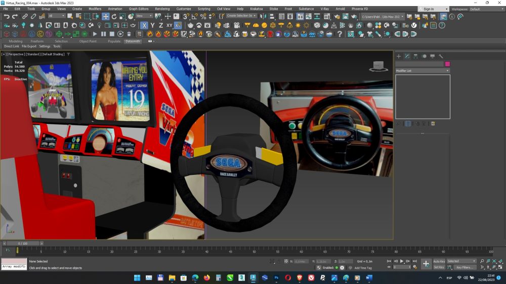 Proceso de modelado del arcade Virtua Racing. Imagen: Pablo Rops/AWM.